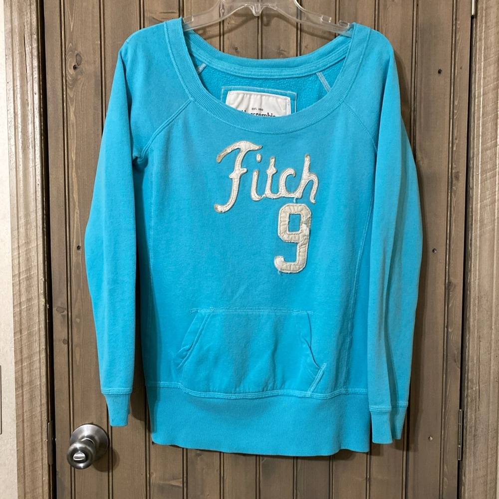 Abercrombie & Fitch Womens Stitched
Sweatshirt Blue Kangaroo Pocket